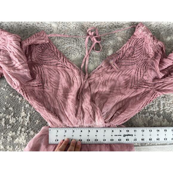 Guess Size S Babydoll Fairy Romantic Girlhood Romantic Top Pink V Neck - Picture 5 of 9